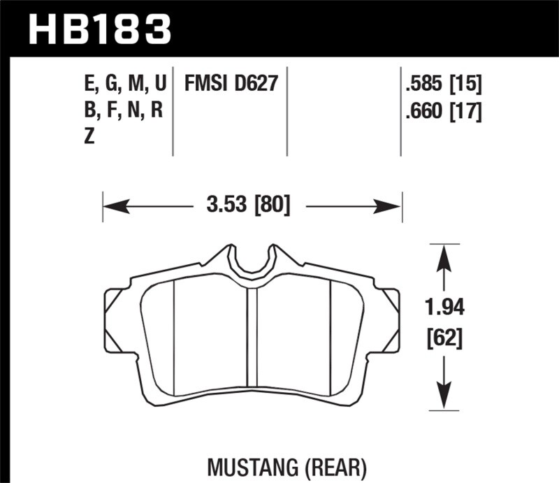 HAWK HB183F.585 HIGH PERFORMANCE BRAKE PADS HPS 95-04 FORD GT GTS 4.6 5.0 V8