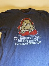 Disney Snow White Grumpy No Gift Unisex Blueish/Gray Vintage T-Shirt Pre-owned