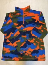 The Childrens Place Boys Pull Over Sweater Fleece M 7/8 Camo Long Sleeve 1/4 zip