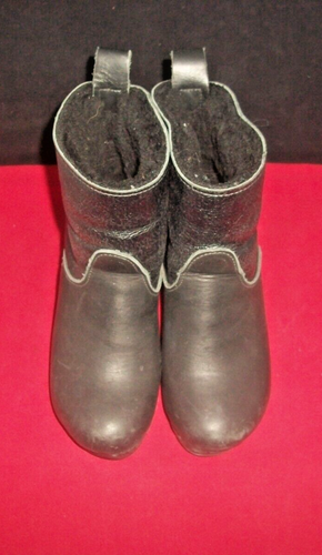 No. 6 Store Sven Clogs Black Leather Shearling Lined Pull-On Clog Boots 6M $410 - Picture 3 of 10