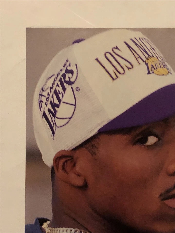 1996 Eddie Jones Sports Specialties Cap PRINT AD Los Angeles Lakers Hat VTG 90s - Image 2 of 4