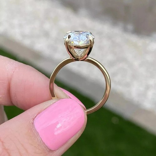 2.85Ct Oval Cut Lab Created Engagement Solitaire Ring 14K Gold Finish - Picture 3 of 4