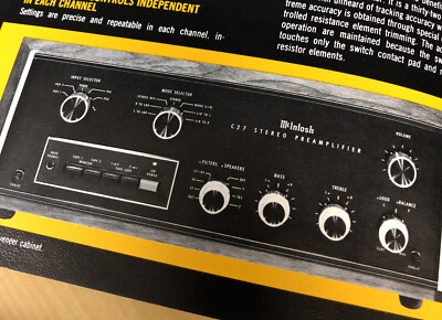 Trash Soon McIntosh C27 C 27 PReamplifier ORIGINAL DEALER SPEC SHEET
