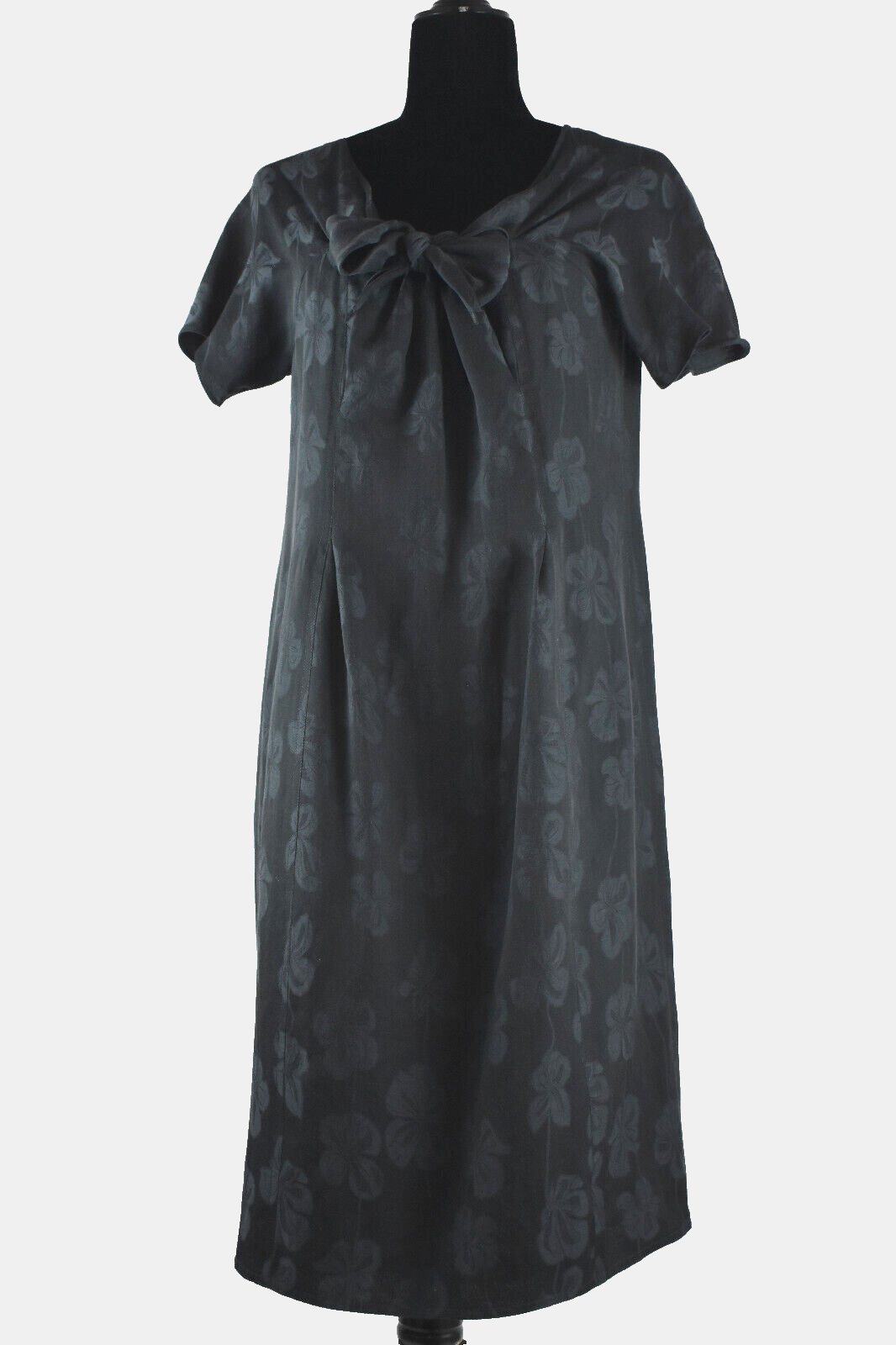 Abito Yves Saint Laurent Rive Gauche taglia 40 tubino floreale fiocco manica corta grigio M