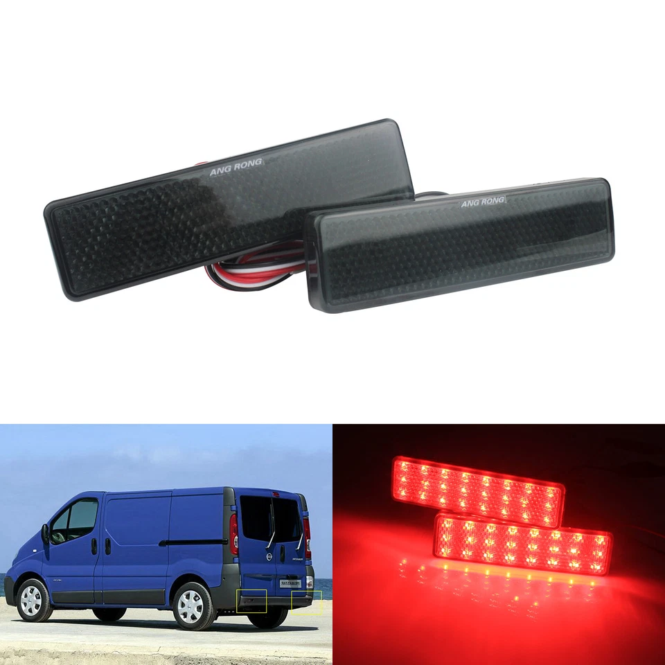 Noir LED Pare-chocs arrière Réflecteur Feu de Position Pour Renault Trafic Opel - Photo 2/4
