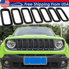 7PCs Grill Inserts Front Grille Guard Cover Trim for Jeep Renegade 2015-2018 ABS