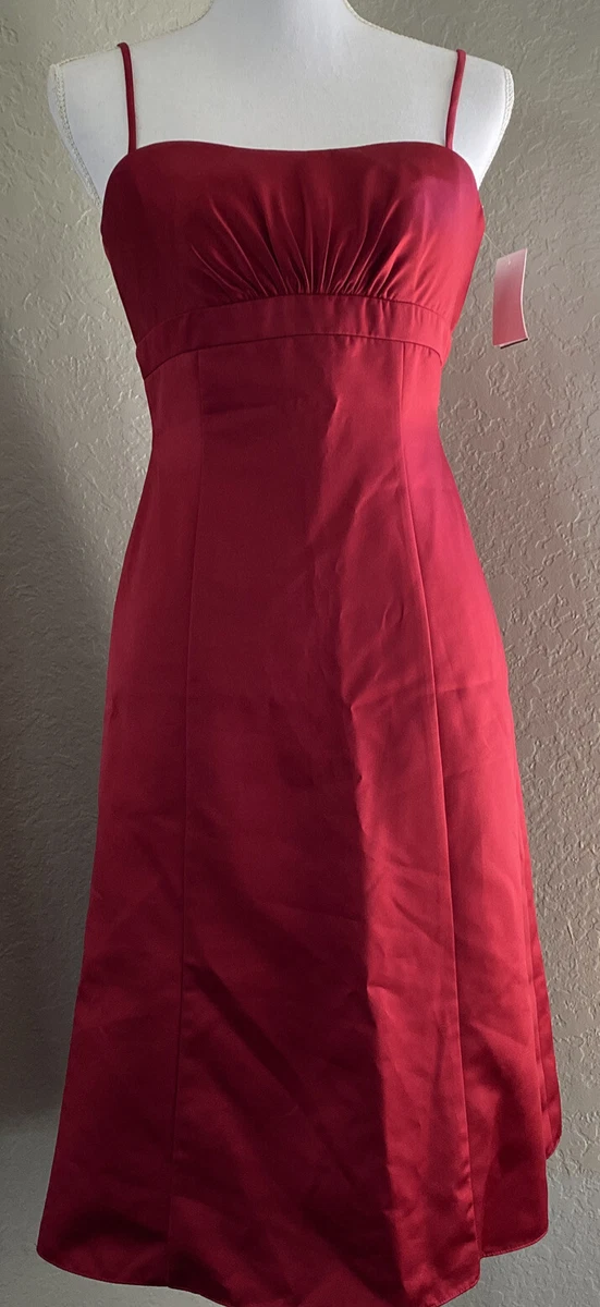 DAVIDS BRIDAL Red F14025 Apple Empire Spaghetti Strap Bridesmaid Prom Dress 2