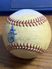 1966 NY METS TEAM SIGNED AUTOGRAPHED OPL BASEBALL!  Yogi Berra, Harvey Haddix!