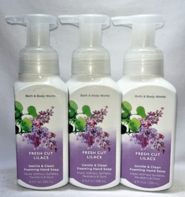 3 Fresh Cut Lilacs Gentle foaming Hand Soap Bath & Body Works 8.75 Oz