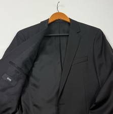 Hugo Boss Ryan Cyl Extra Slim Solid Black Suit Jacket Size 40 R 341