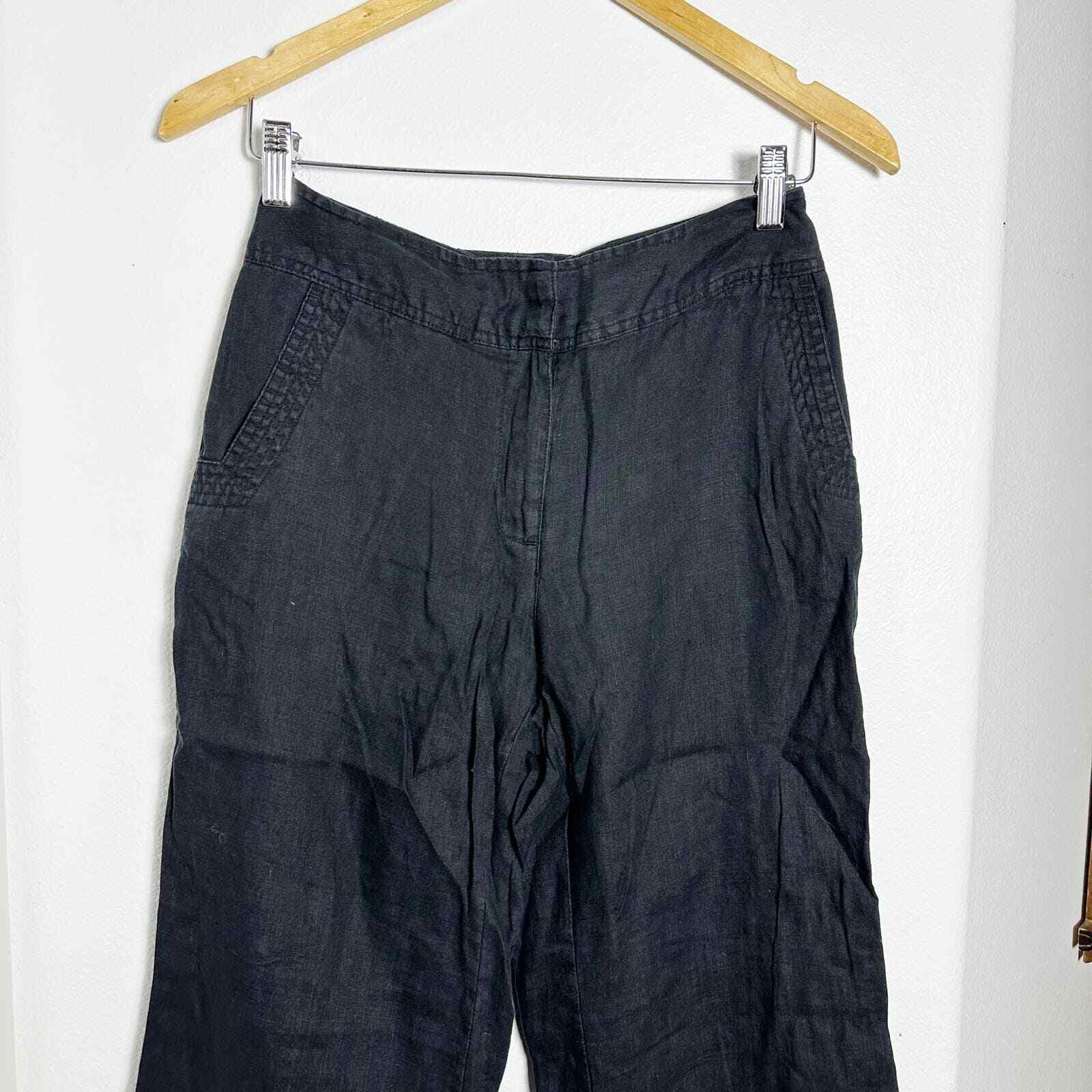 Talbots. 100% French Linen Black Trouser Pants sz… - image 2