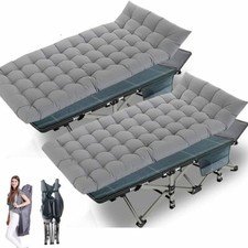 NAIZEA Cama de Camping Plegable Cuna Militar Posición Ajustable Cama Colchón Gris
