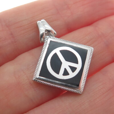 ORIGAMI EULE 925 Sterling Silber Emaille Friedenssymbol Charm Anhänger