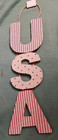 NEW  Red White Stripe Red "USA" Vertical Letters Hanging Sign 3 Tiered 14"