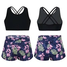 Kids Girls Swimming Costume Two Piece Bikini Tankini Set Sport Swimwear Swimsuit