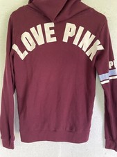 Victoria Secret PINK hoodie long sleeve sweatshirt logo S women's Burgundy Logo