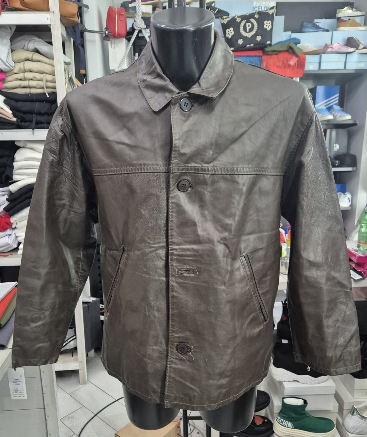 Vintage Brown Leather Jacket for Men Size S - LLR61