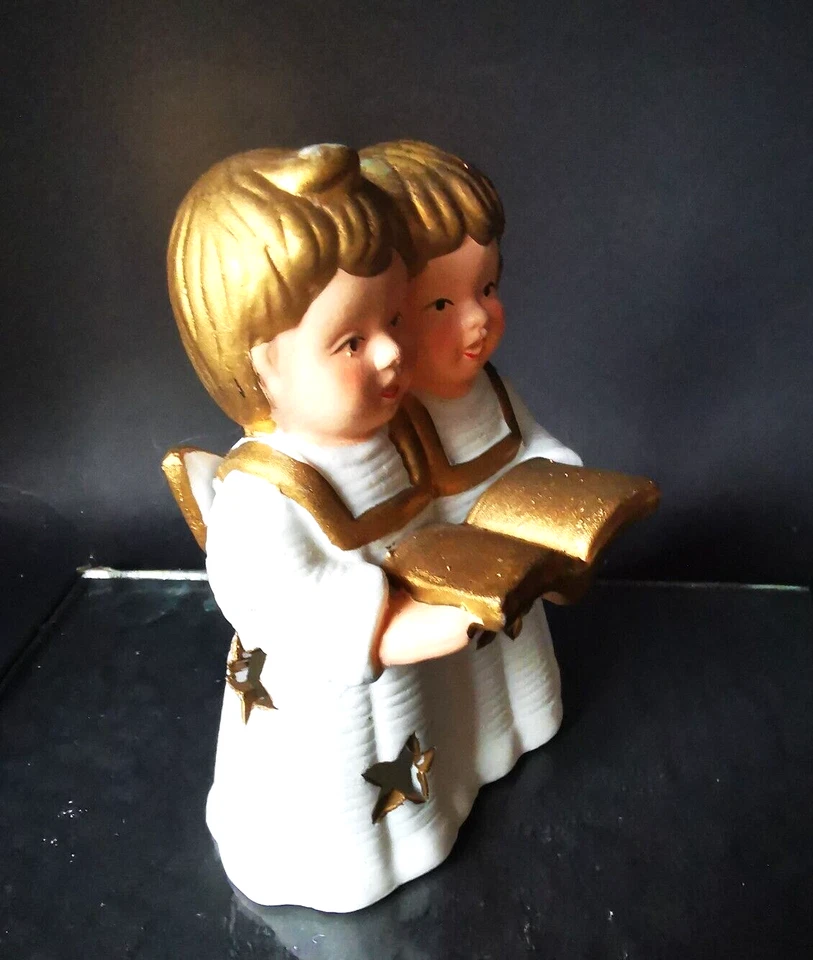 2 angel ceramic white gold decorative figure magical atmospheric old 14.5x14.5x8 - Image 3 of 4