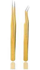 New 2 Pcs DIY Eyelash Applicator Tool Stainless Cluster Tweezers Removal False