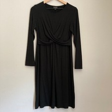 J. Jill Dress Petite Small Black Jersey Drape Front Capsule Minimalist Corp LBD