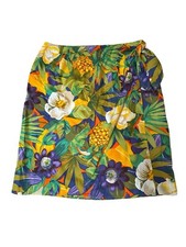 Vintage 90s Bechamel Hawaiian Tropical Floral Wrap Style Midi Skirt Size 14 NWOT