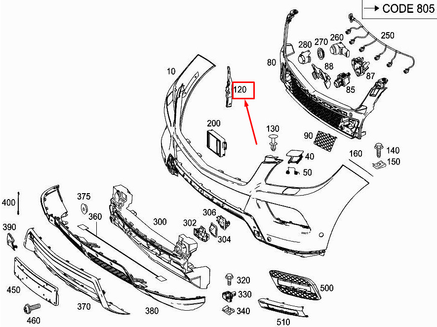 Support de capteur radar avant d'origine pour Mercedes-Benz Gle W166 A1668850914