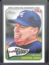 2014 Topps Heritage Real One Red Autograph #ROA-CJ Chipper Jones No 35 of 65