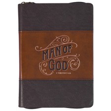 Inspirational Zippered Journal, Man of God Wide Ruled Notebook, 1 Tim. 6:11