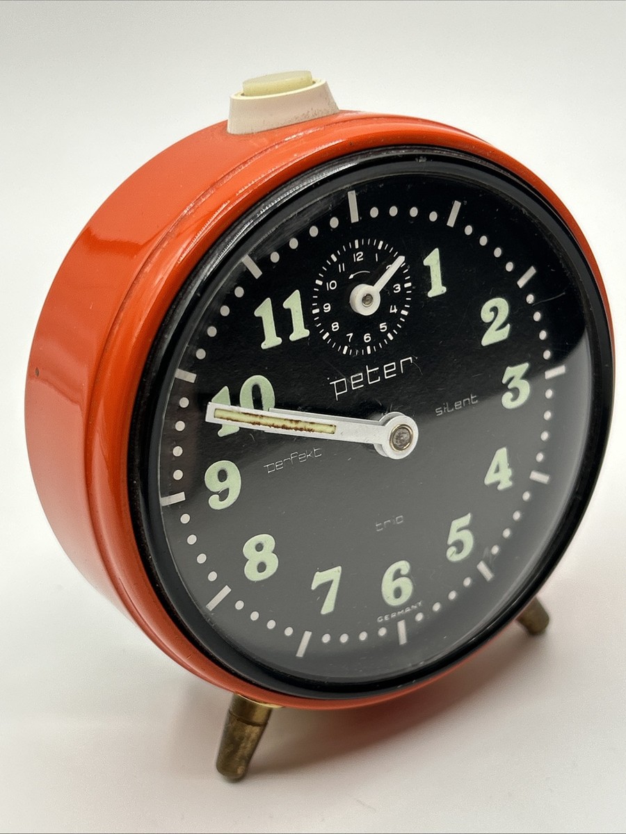 Peter Perfekt Silent Trio Wecker Orange Mechanisch Vintage Retro Uhr Selten  #30