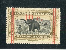 BELGIAN CONGO; 1922 early Surcahrged issue fine Mint hinged on 10/1Fr. value