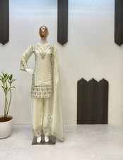 Readymade Red Heavy Faux Georgette Palazzo Suit With Dupatta For Party Wear