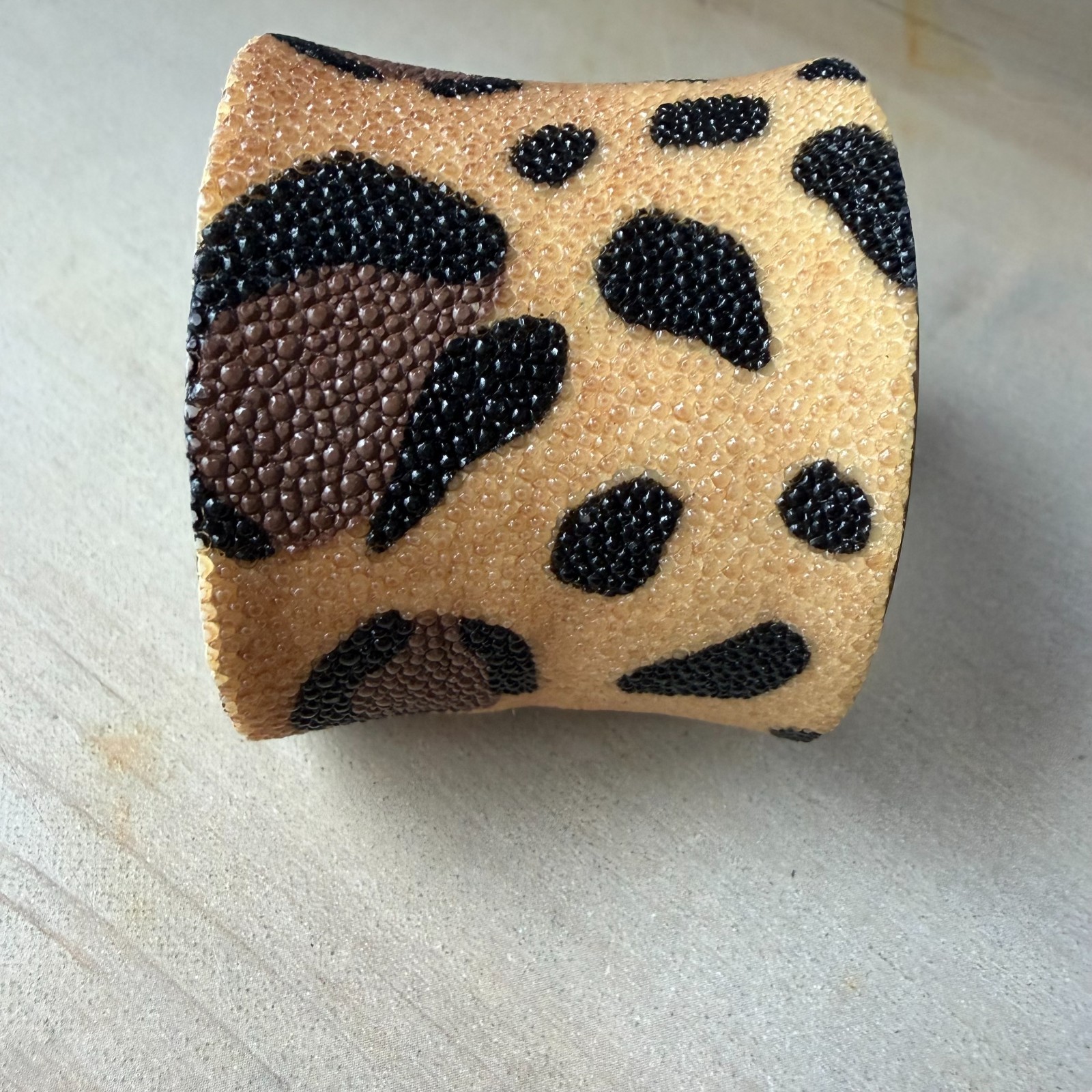 Rustic Cuff Leopard Print Bangle Cuff Bracelet Te… - image 4