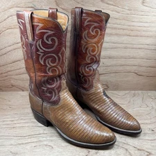 Lucchese San Antonio 2331 Teju Lizard Western Cowboy Boots Mens 9 D Need Restore