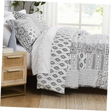 King Sized Comforter Set with 2 King / California King Global Patch Grey