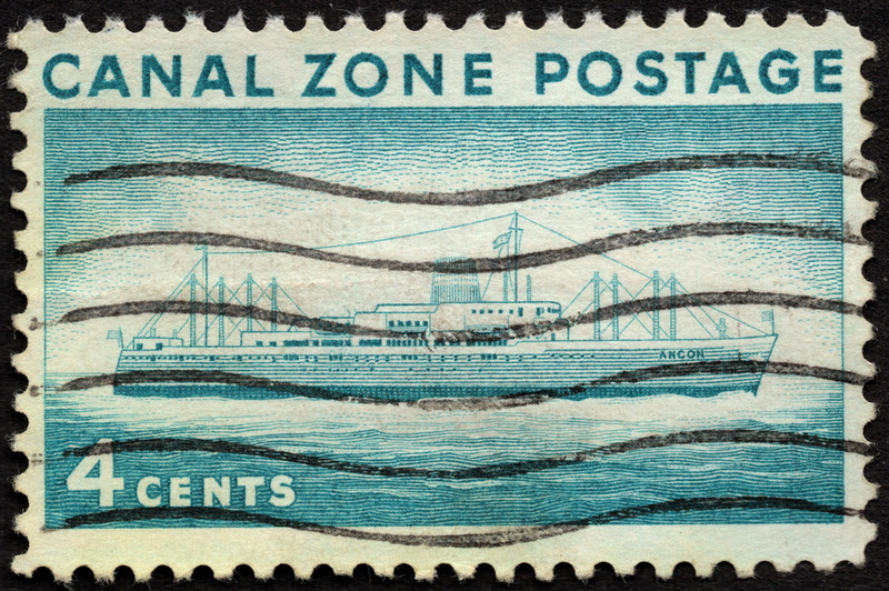 Canal Zone Stamp Scott # 149 Used F-VF - 4 Cents Greenish Blue S.S. Ancon Issue