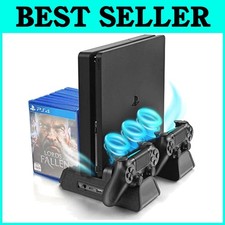 PS4/PS4 Slim/PS4 Pro Stand - 3 Fans, Dual Controller Charger