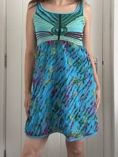 Reversible Goa Psytrance Pixie Dress M/L Cotton Slashed Shredded Boho Festival