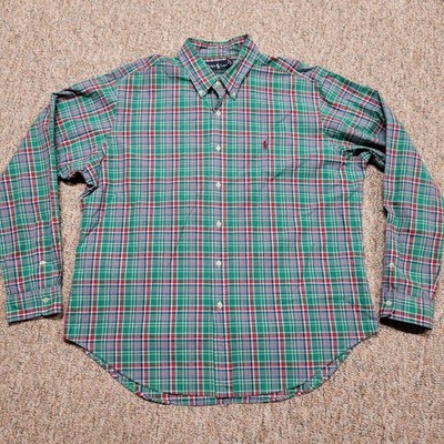Ralph Lauren Shirt Men XL Green Plaid Classic Fit Button Down Cotton Long Sleeve