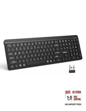 Bluetooth Keyboard Rechargeable, 2.4G Wireless Keyboard, Full-Size Black