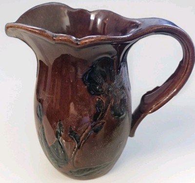 Vintage Royal Haeger Brand Glazed Brown Creamer or Small Pitcher 6'' x 6''