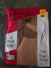 Kmart NIP Vintage 2 Pair Seamless Mesh Stockings Size 10 1/2 Cinnamon