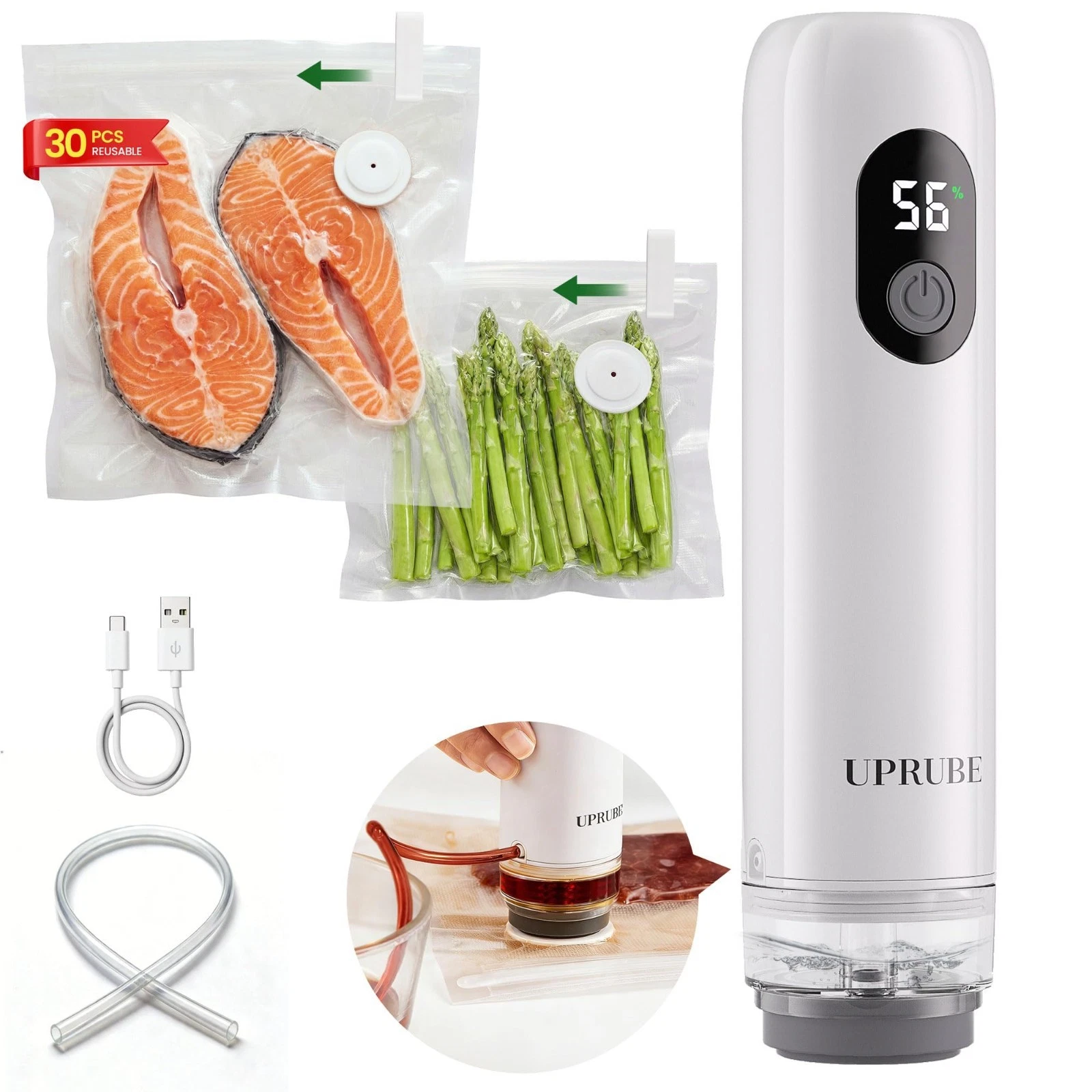 UPRUBE Compact Vacuum Sealer for Food (Vacuum Sealer Machine + 30 Reusable Vacuu
Opens in a new wind