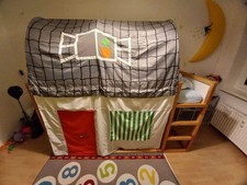 Hochbett KURA umbaufähig, weiß/Kiefer, 90x200 cm von IKEA mit Baldachin