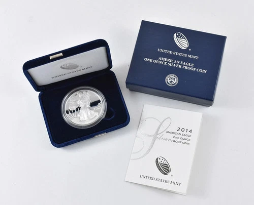 2014 W American Eagle One Ounce Silver Proof Coin w/ Original Box & COA