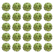 50Pcs 10mm Rhinestone Clay Beads, Crystal Disco Bead for DIY, Olive Green