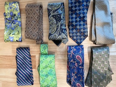 Bundle Of 9 Silk Ties Green and Blue Multicolor, Mixed Brands, ￼ Joseph A Banks