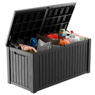 #ad 200 Gallon Resin Deck Box Lockable Outdoor Storage Box $314.99