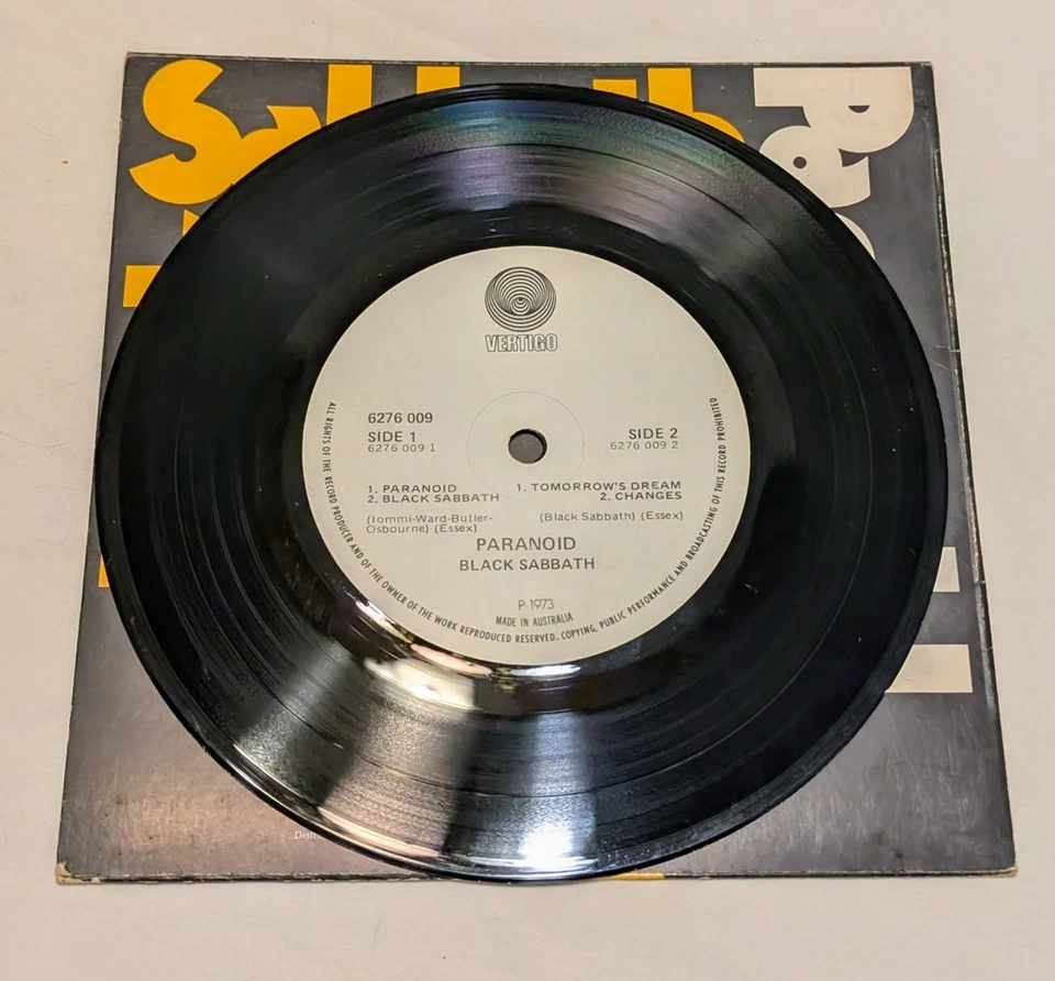 Black Sabbath 7" EP Paranoid/Black Sabbath/Tomorrow's Dream/Changes Australia NM - Image 3 of 4