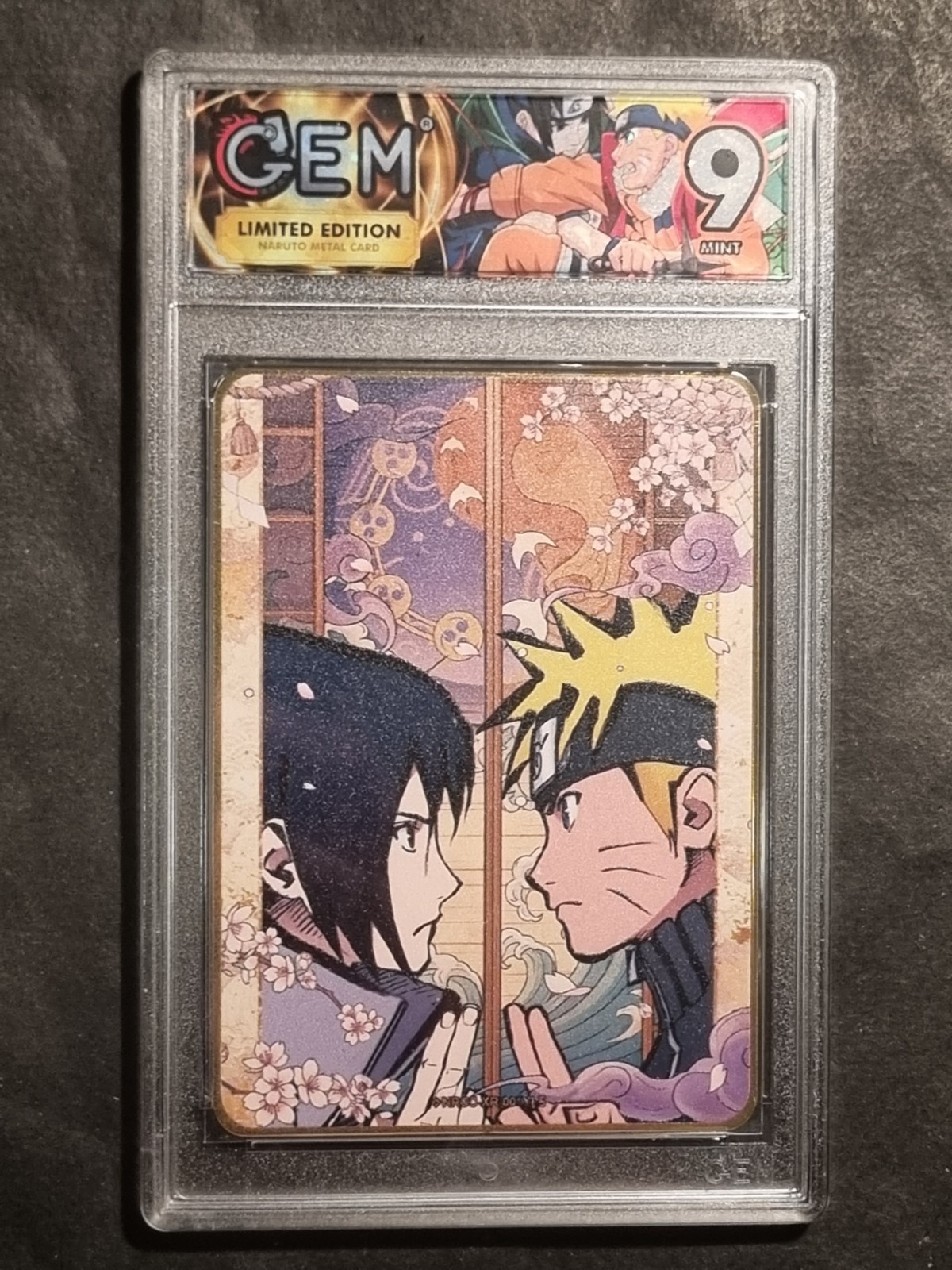 NARUTO & SASUKE - NARUTO KAYOU - GOLD METAL CARD - GRADED 9 - NO PSA - NRCC-XR
