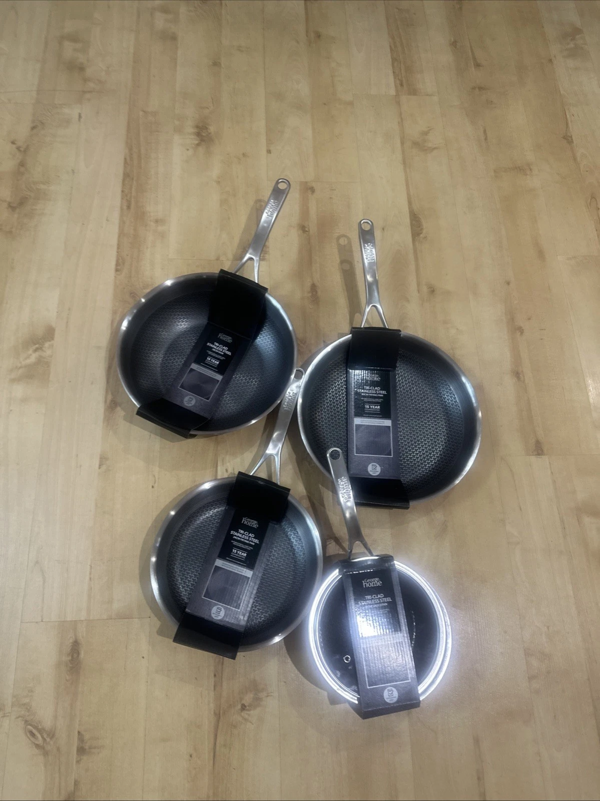 George Home Tri-Clad Stainless Steel Frying Pan, 28cm Wok, Saucepan, Stockpot